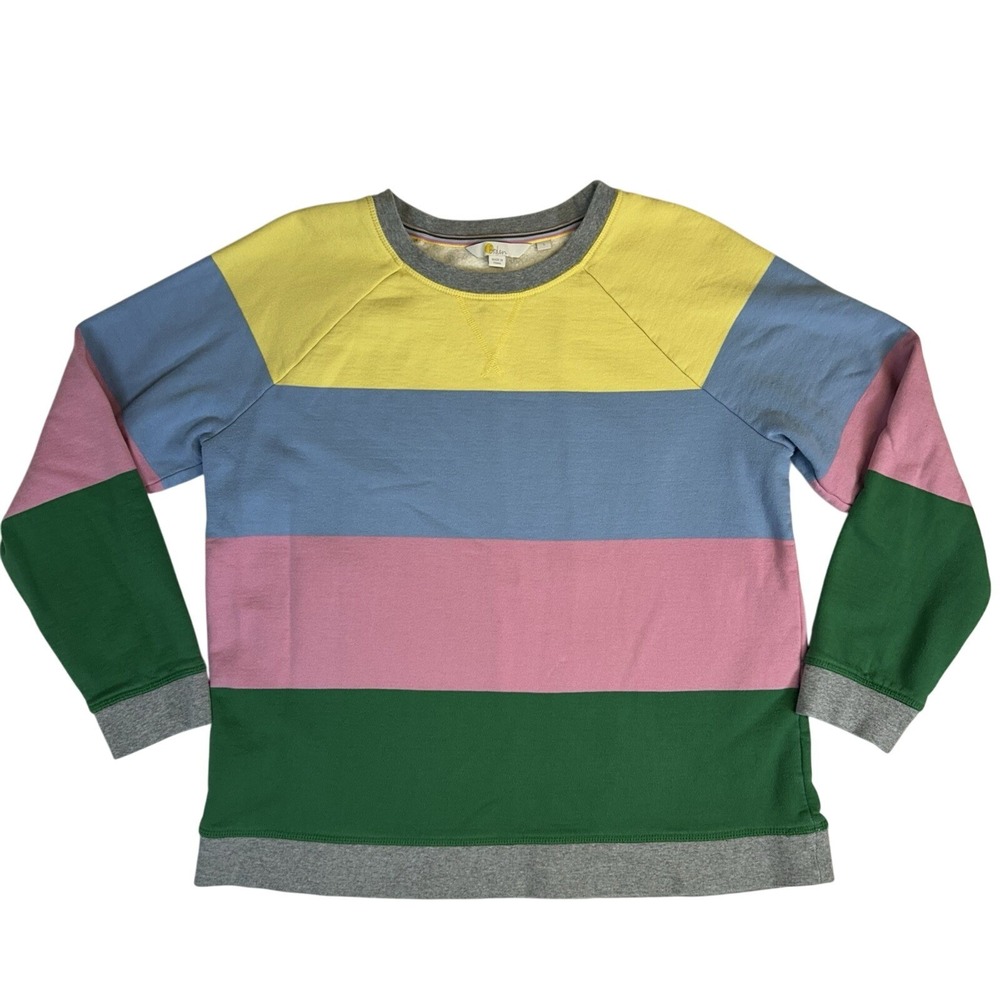 Boden Printed Color Block Wide Stripe Cotton Sweatshirt Multicolor Size Large